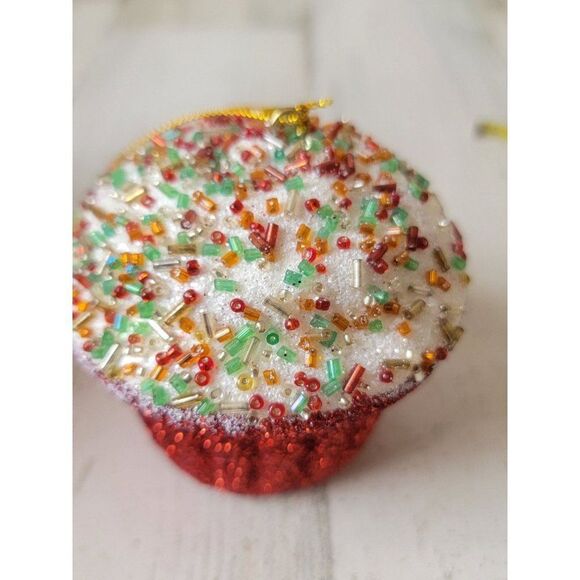 Glitter sprinkle cupcake Styrofoam ornament Xmas decor - Picture 3 of 7